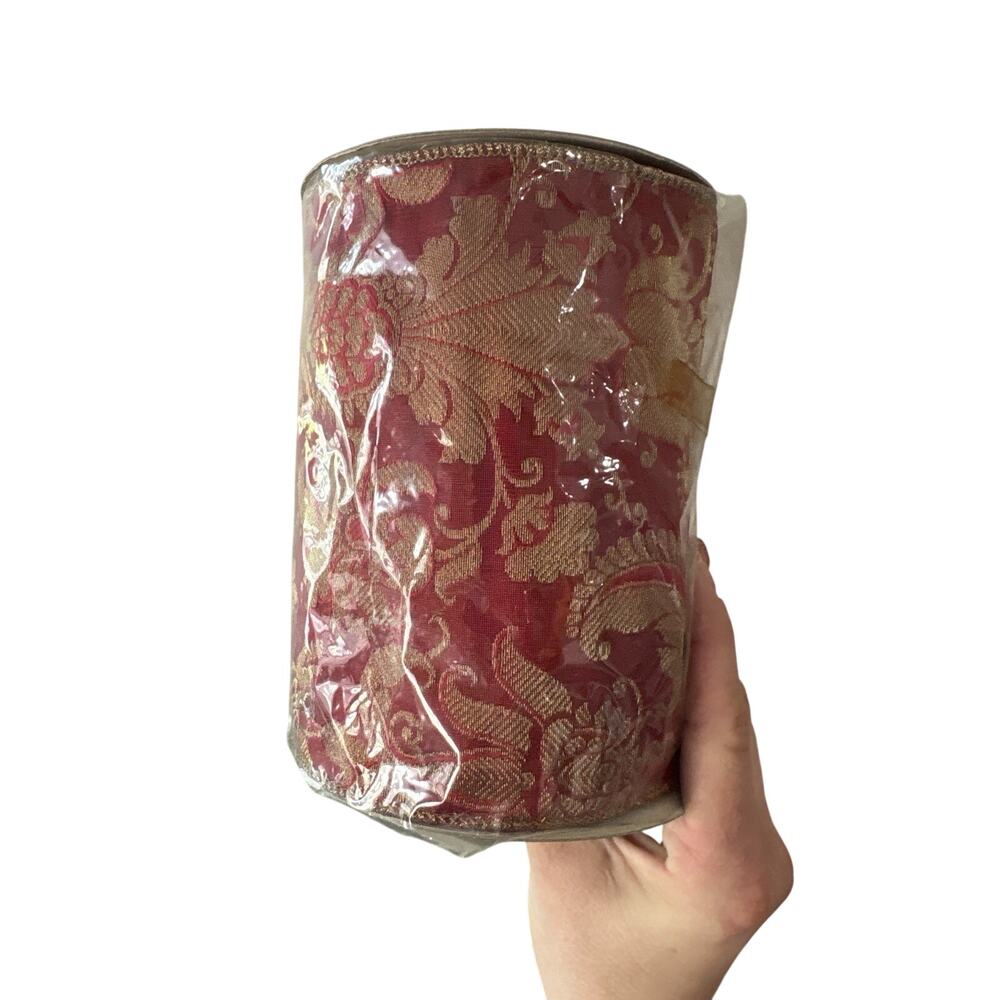Designer’s Excellence 6” x 10 Yd Banares Crest Wired Ribbon Red Gold Vintage